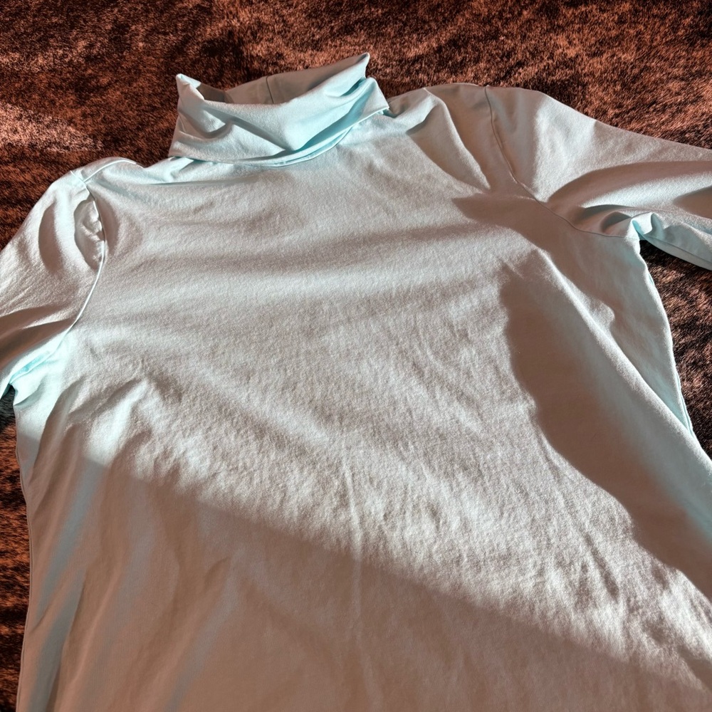 Lands End Light Blue Turtle Neck / Mock Neck, Size Large Petite - Picture 3 of 9